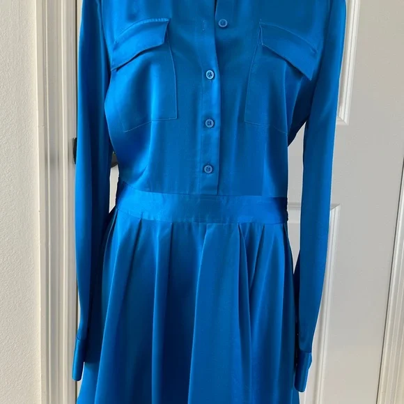 Dkny | Dresses | Dkny Blue Pleated Long Sleeve Dress | Poshmark